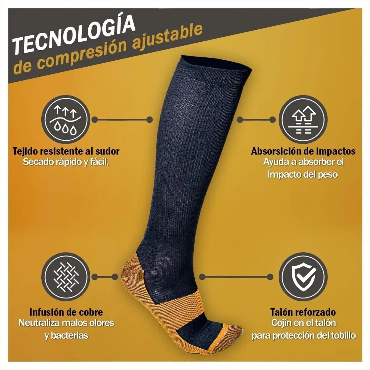 KUANGYE - Medias De Compresión (varices, Circulación) Pack De 5 Pares