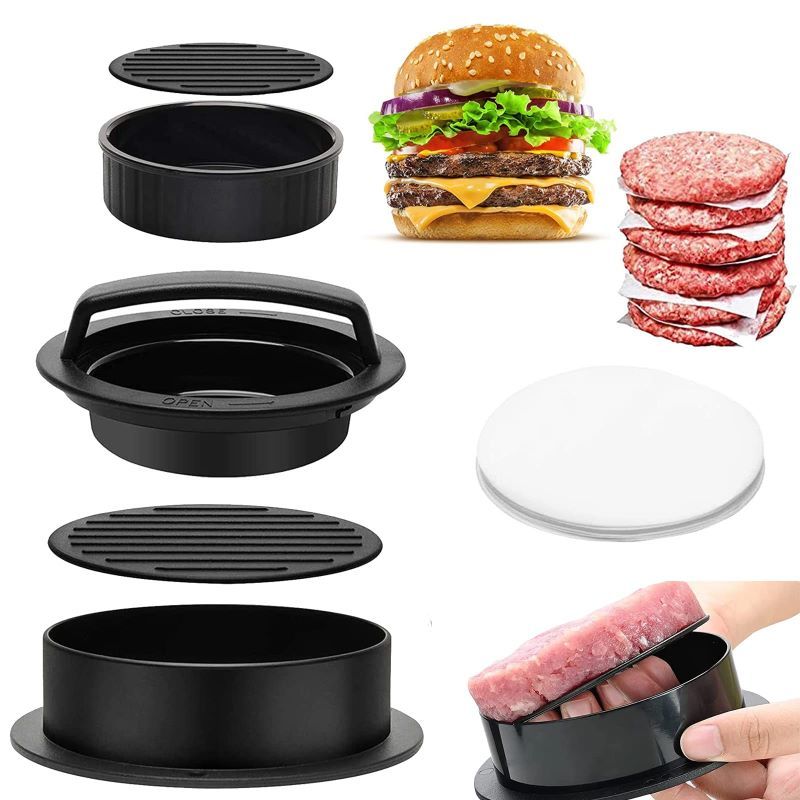 EVERSO - 3-En-1 Prensa Para Hamburguesas Con 100 Papel De Hamburguesas