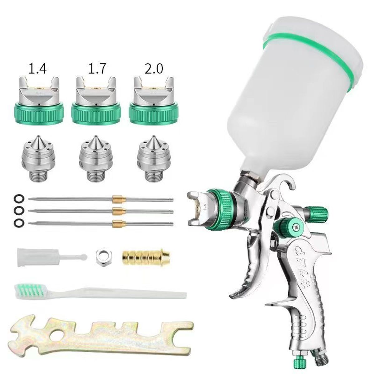 KUANGYE - Pistola Pintar 3 Boquillas 1.4a2mm Pintura Por Gravedad