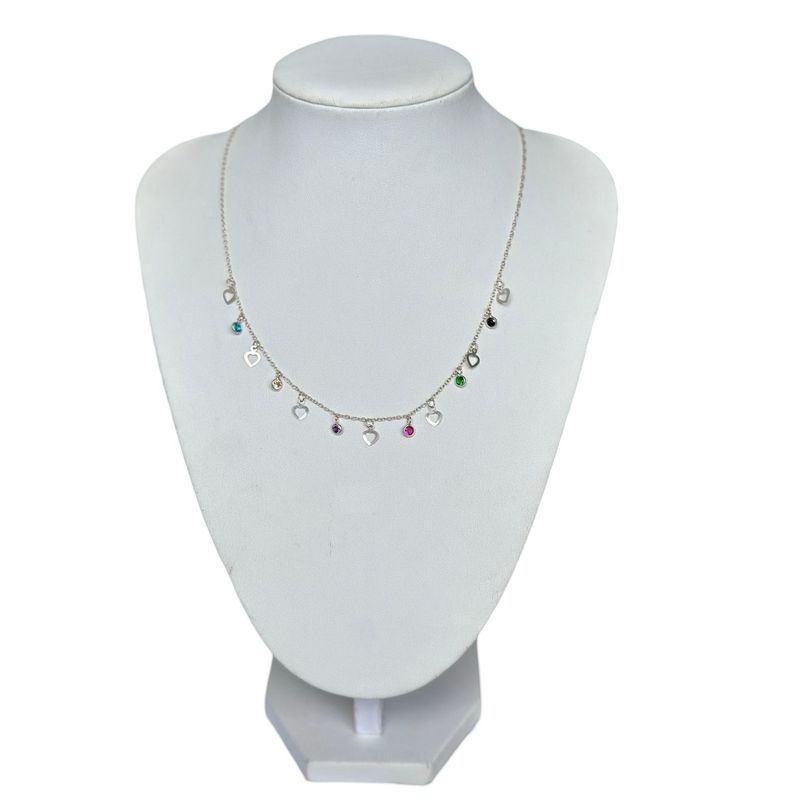 GENERICO - Collar Cadena Corazones Calados Circones  Plata Fina 925…