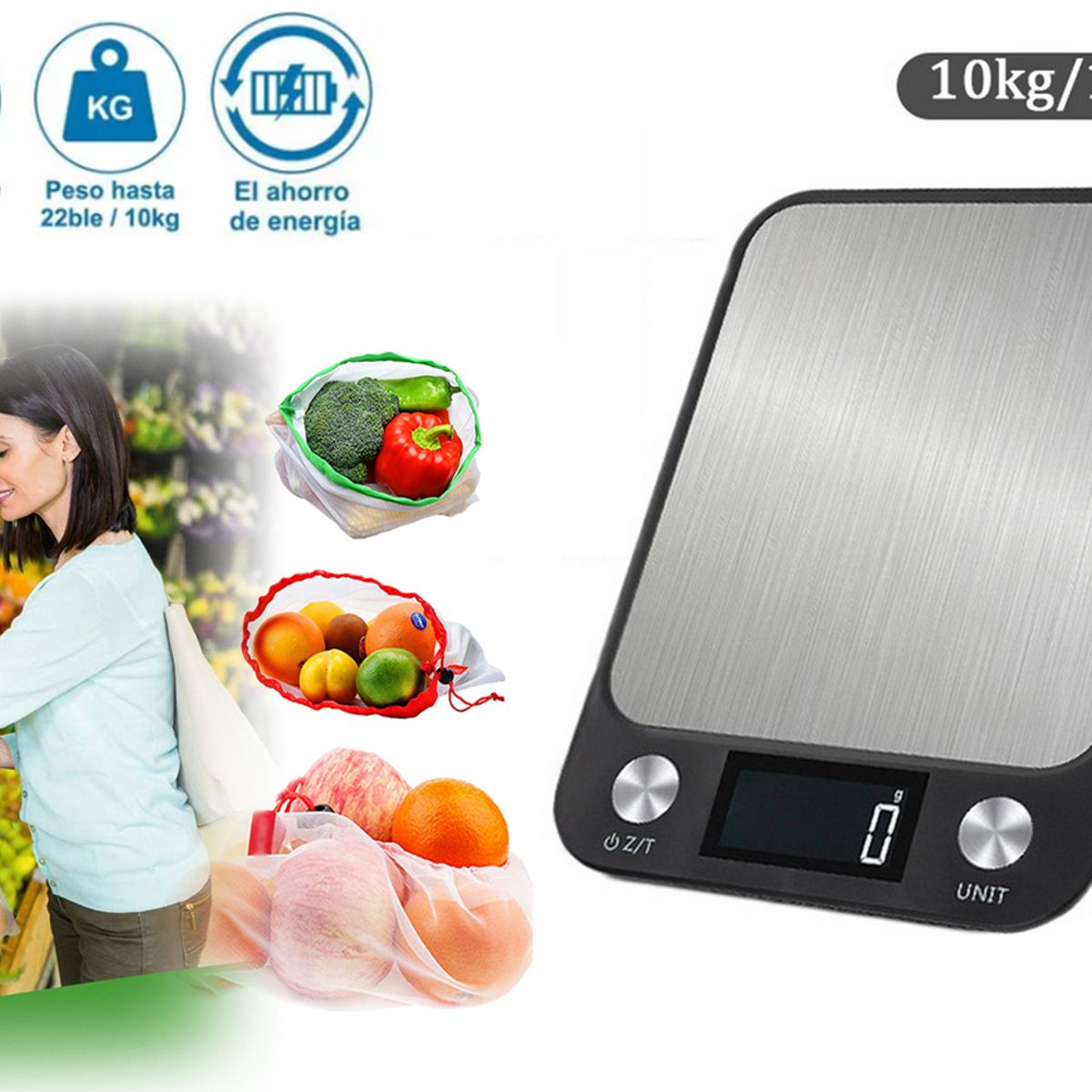 AIZO - Balanza Cocina Digital 10kg Alta Precisión Y Acero Inoxidabl