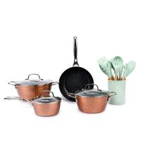 Batería Cocina Copper 7pzs + Set 12 Utensilios Calipso