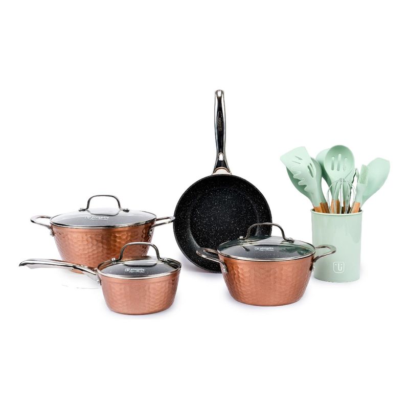 SIMPLIT - Kit Batería Cocina 7 Pza + Set 12 Utensilios Calipso Simplit