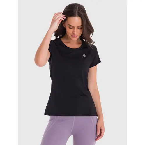 BSOUL - Polera deportiva Mujer Round Neck Negra