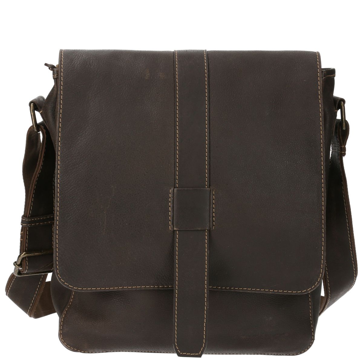 HUSH PUPPIES - Maletín Cuero Unisex Th Drake Cross Café HUSH PUPPIES