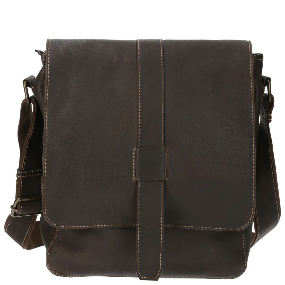 HUSH PUPPIES - Maletín Cuero Unisex Th Drake Cross Café HUSH PUPPIES