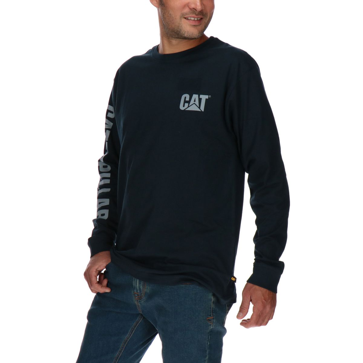 CAT - Polera Trademark Banner Azul Oscuro CAT