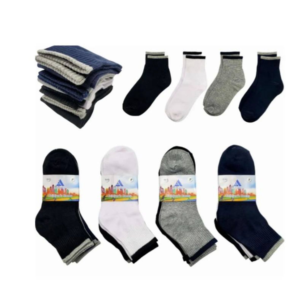 EVERSO - Pack 12 Calcetines De Niños Y Juvenil Deportes Y Colegio.