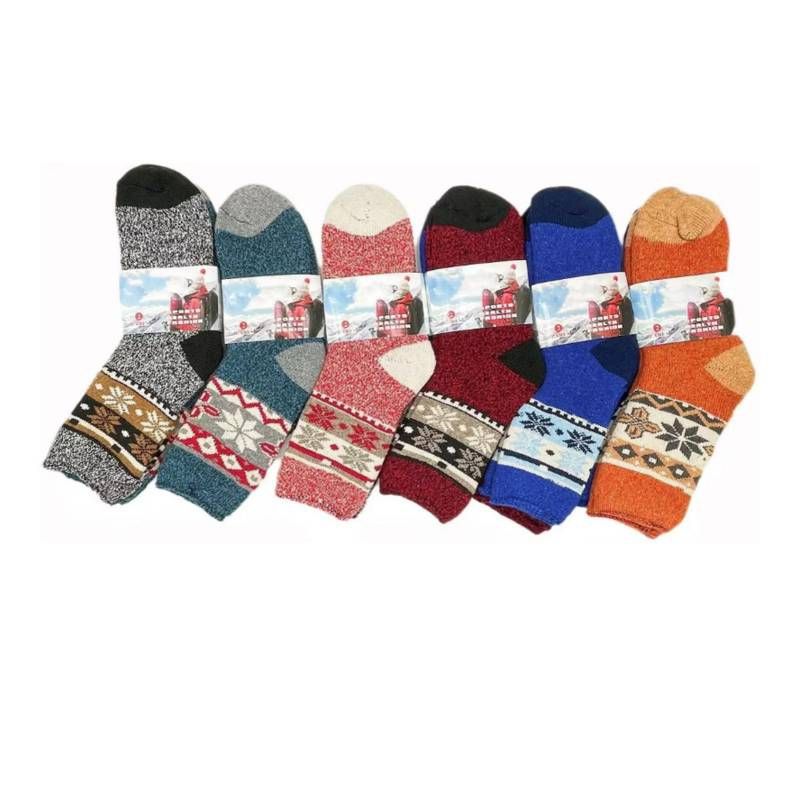 EVERSO - Preciox12pares Calcetin Gruesos Con Toalla Polar Para Mujer Diseño