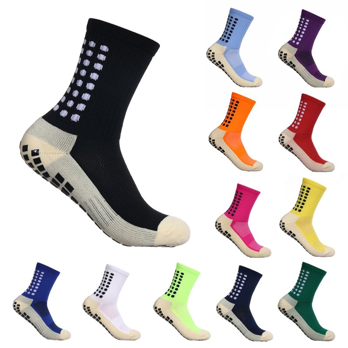 EVERSO - Pack 3 Calcetines Deportivos Antideslizantes De Fútbol Para Hombre