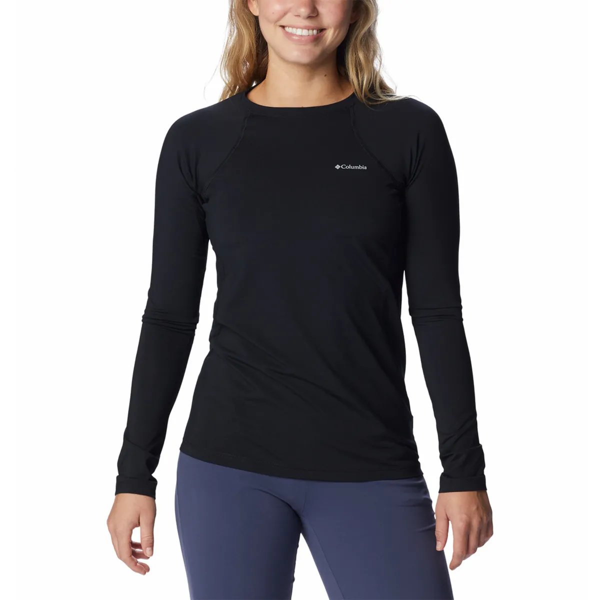 COLUMBIA - Primera Capa Polera Mujer Midweight Negro COLUMBIA