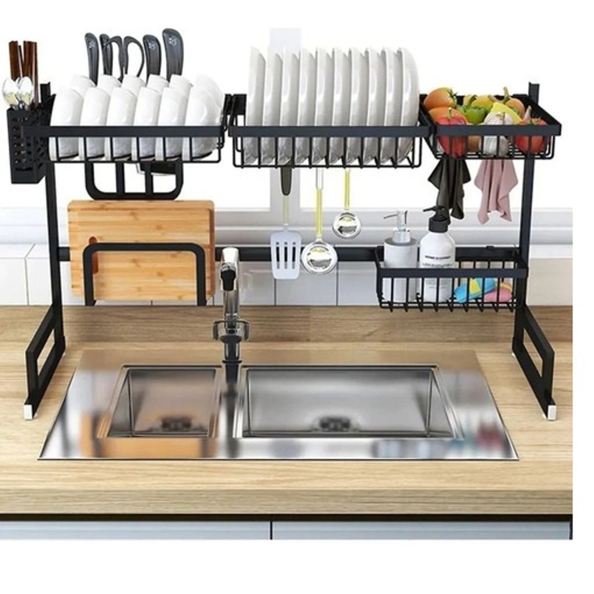 GENERICO - Secador Organizador Escurridor De Plato Loza Inoxidable 85cm