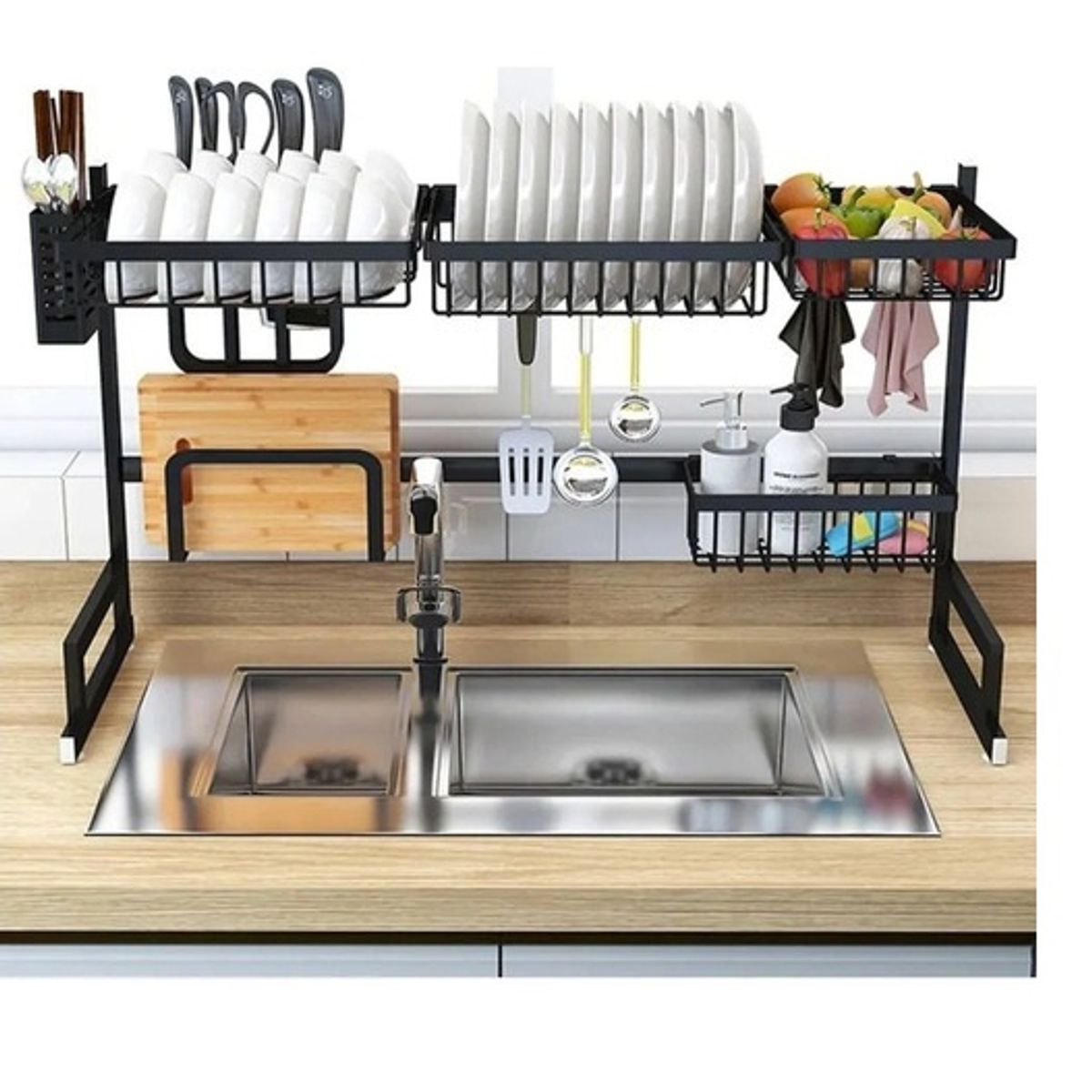 GENERICO - Secador Organizador Escurridor De Plato Loza Inoxidable 85cm