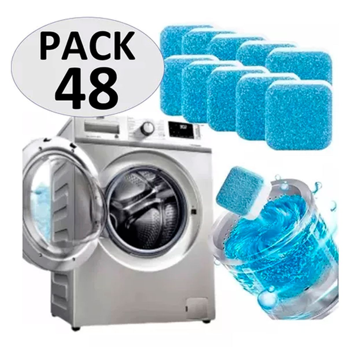 ESHOPANGIE - Pack De 48 Pastillas Efervescentes Antibacterial Lavadora Eshopangie