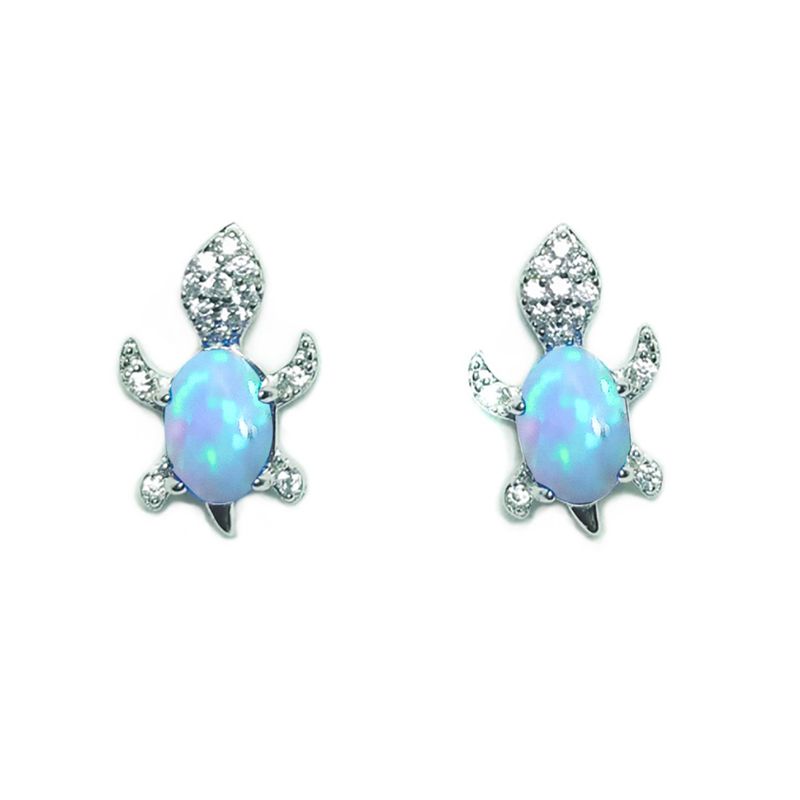 ANDREA COGGIOLA JOYAS - Aros Tortuga Ópalo Circón Plata Fina 925