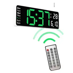 OEM - RELOJ DIGITAL DE PARED CON CALENDARIO Y CONTROL REMOTO VERDE 6629