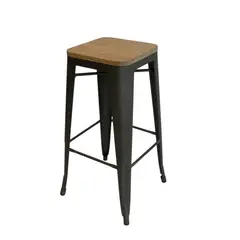 SERCOMKP - Taburete Alto Tolix Asiento de Madera Bronce 76cm