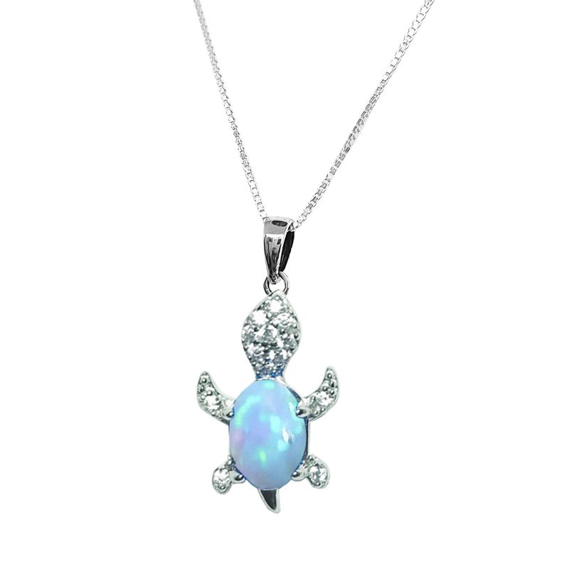 ANDREA COGGIOLA JOYAS - Collar Tortuga Ópalo Circón Plata Fina 925