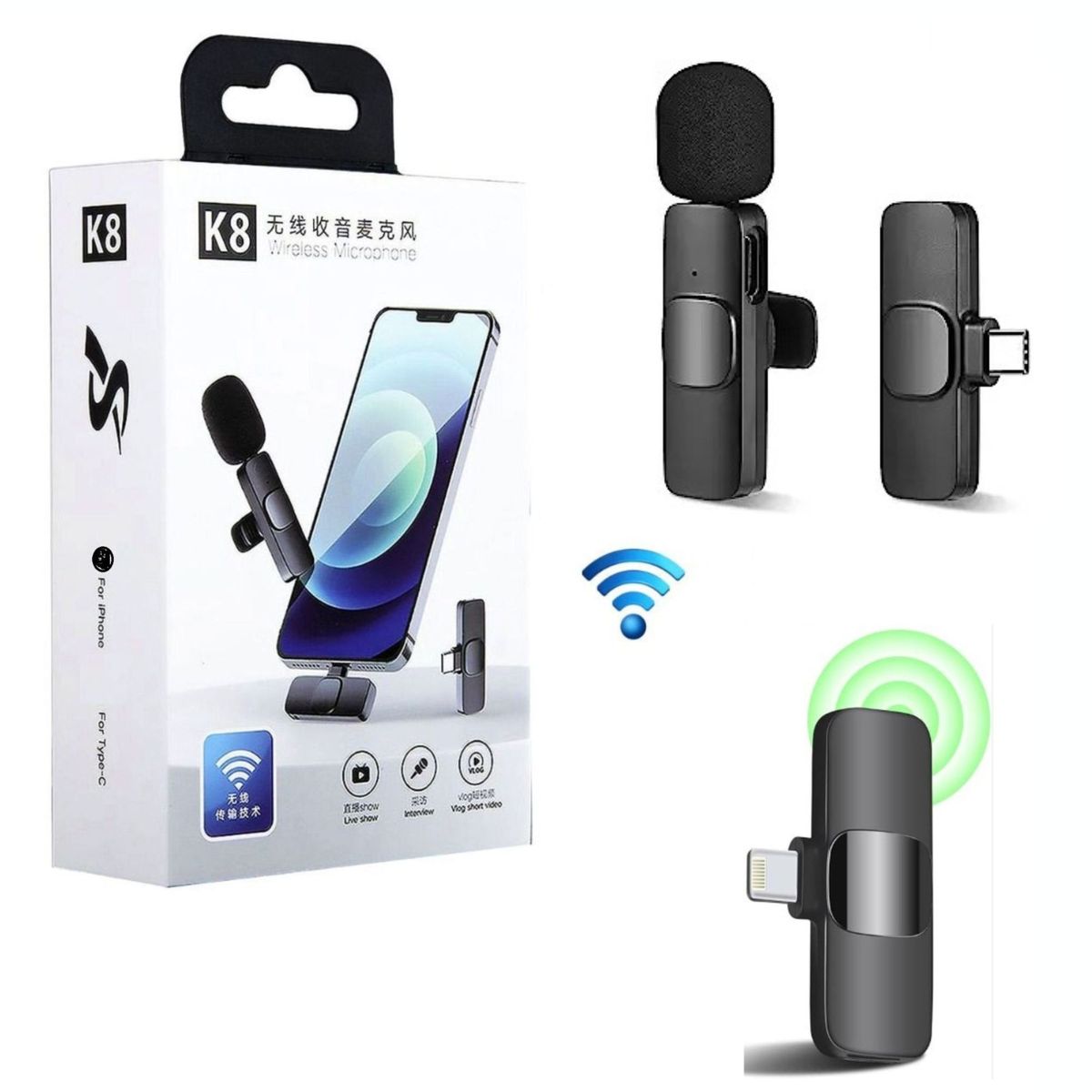 GENERICO - Micrófono Inalámbrico K8 para iPhone - Android tipo C