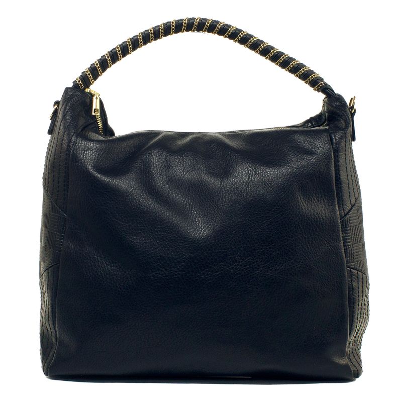 MAILEA - Cartera ecocuero con manilla cadena para mujer negro