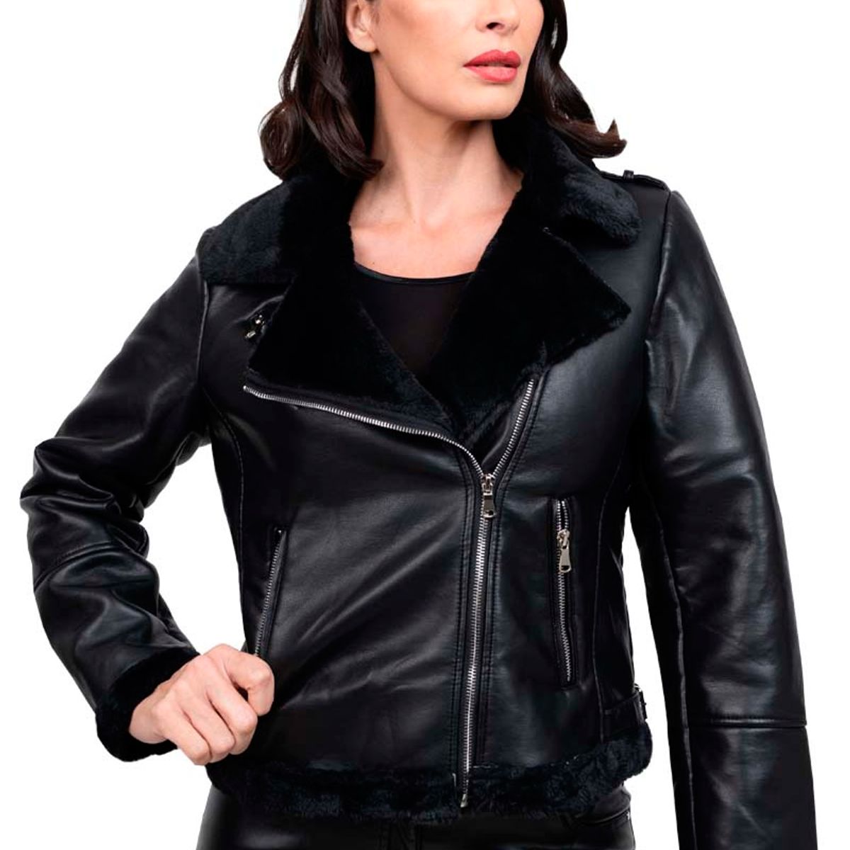 TODOPIEL - Chaqueta de Ecocuero Mujer Negro Todopiel