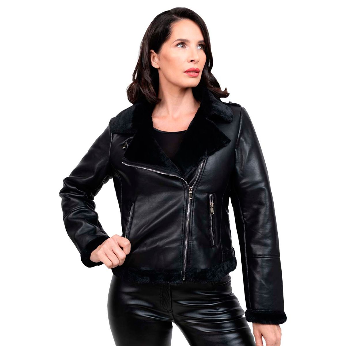 TODOPIEL - Chaqueta de Ecocuero Mujer Negro Todopiel