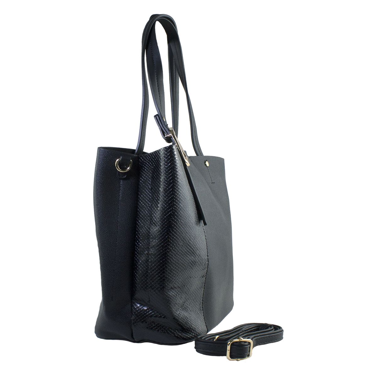 MAILEA - Cartera ecocuero faja piton para mujer negro