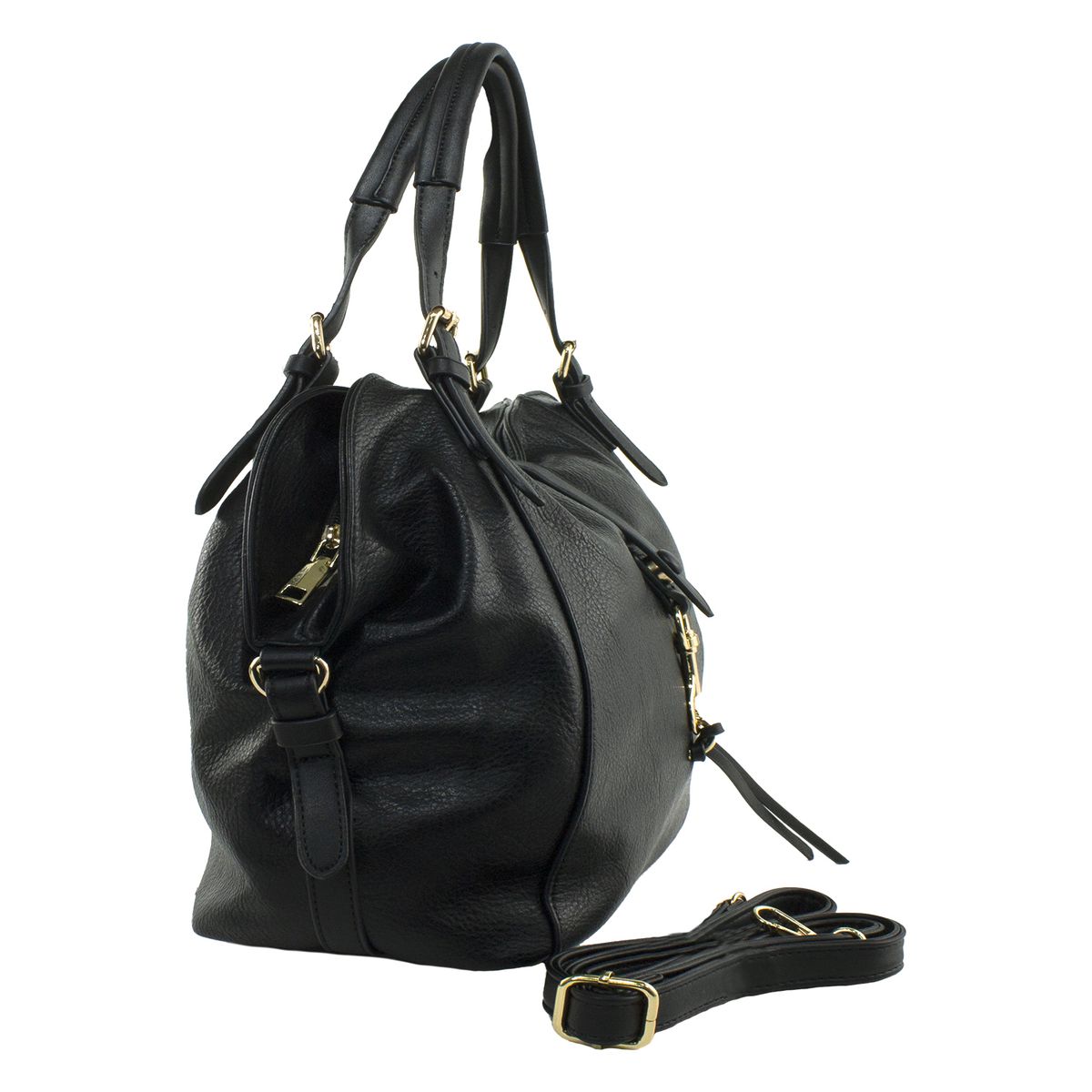 MAILEA - Cartera ecocuero con mosqueton para mujer negro