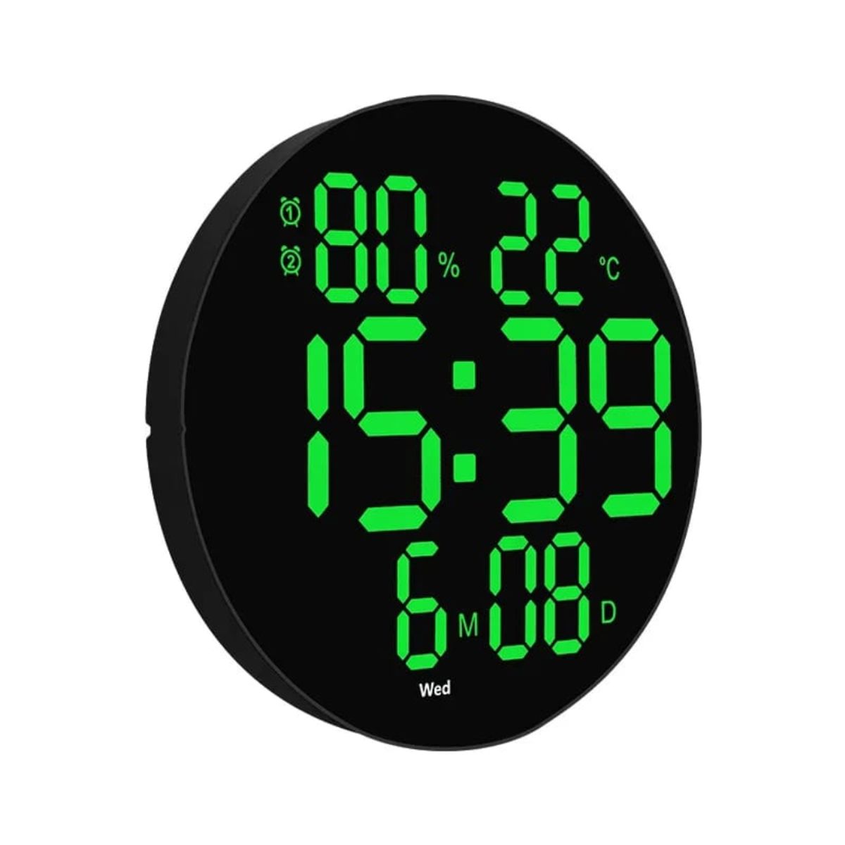 OEM - RELOJ DIGITAL REDONDO DE PARED CON CONTROL REMOTO VERDE