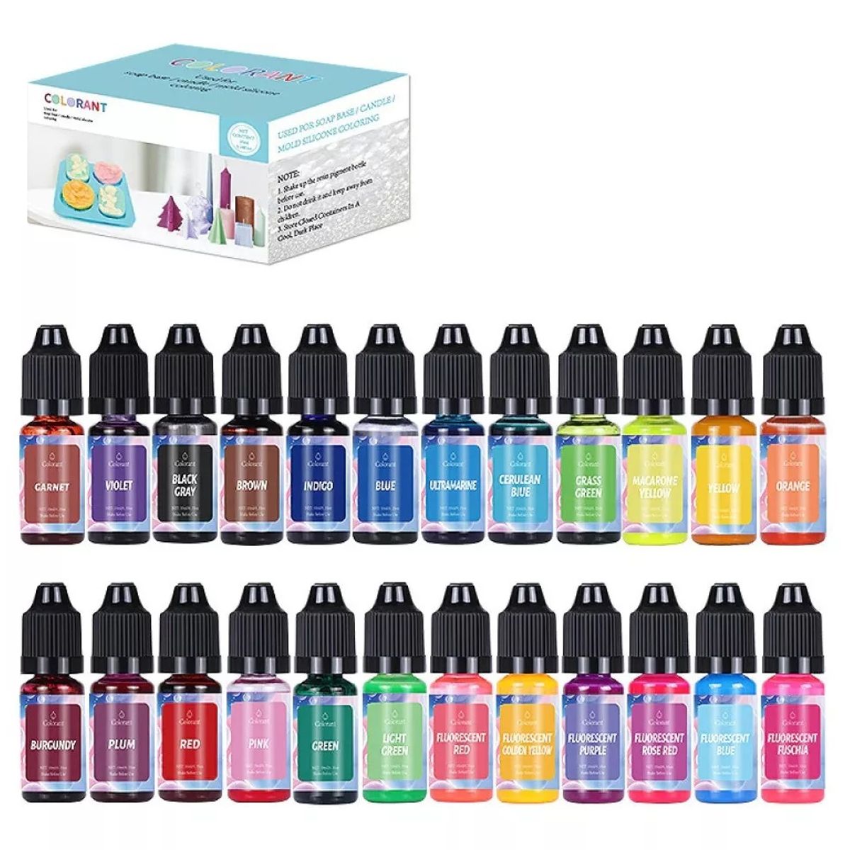 GENERICO - Colorante Para Vela Y Jabón Pigmento Colores Fluorescente 24