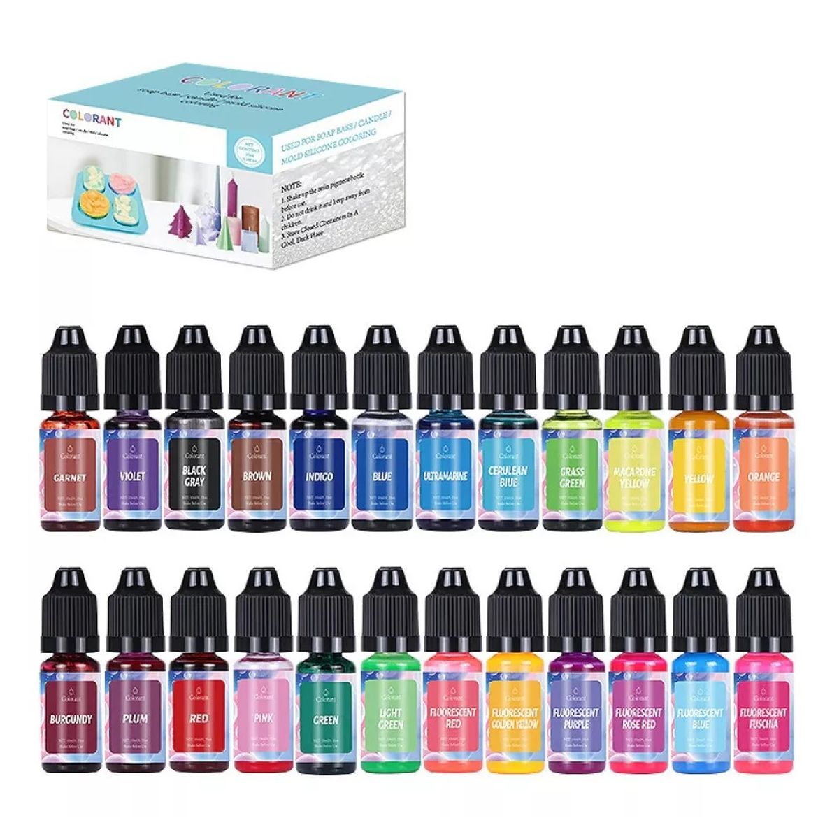 GENERICO - Colorante Para Vela Y Jabón Pigmento Colores Fluorescente 24