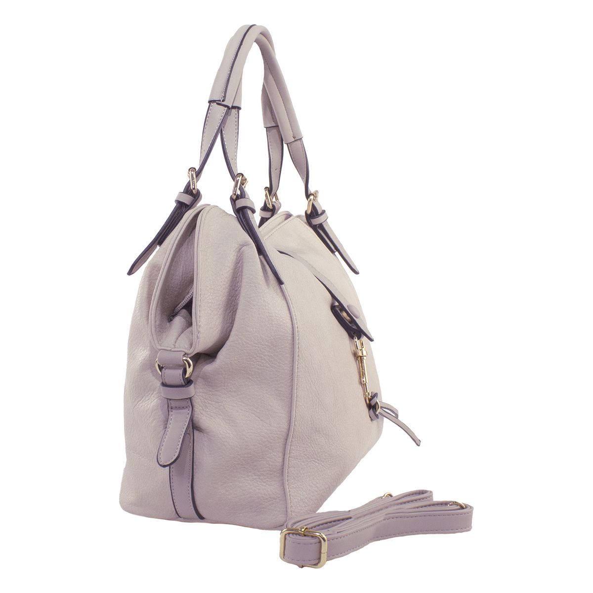 MAILEA - Cartera ecocuero con mosqueton para mujer arena