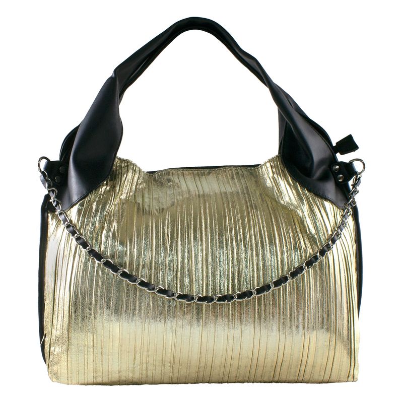 MAILEA - Cartera ecocuero metal rayada para mujer oro