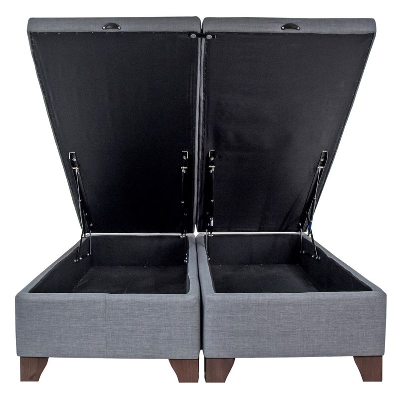 BLOCCARE - Base Cama Baul 2 Plazas Div. largo 200 cm con patas 4.5 cm