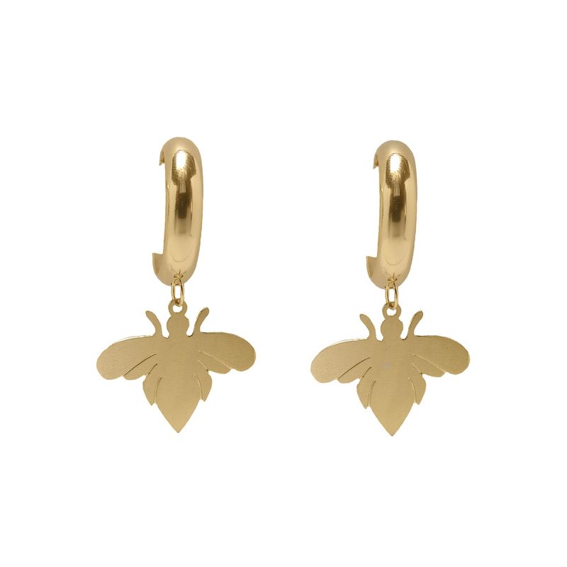 ANDREA COGGIOLA JOYAS - Aros argolla abeja colgante Enchapado Oro 18 K