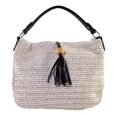 MAILEA - Cartera rafia casqueta frontal para mujer beige