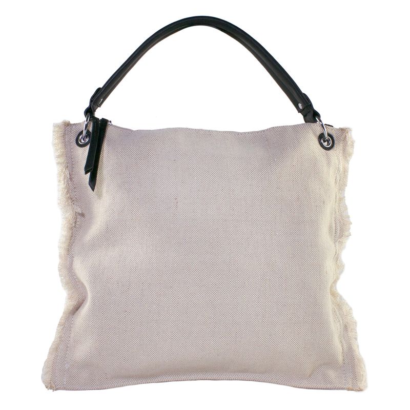 MAILEA - Cartera lona manpas para mujer beige