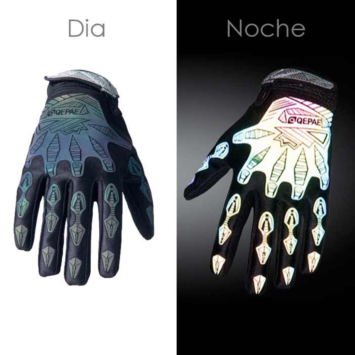 QEPAE - Guante Bicicleta Largo Reflectante Negro S