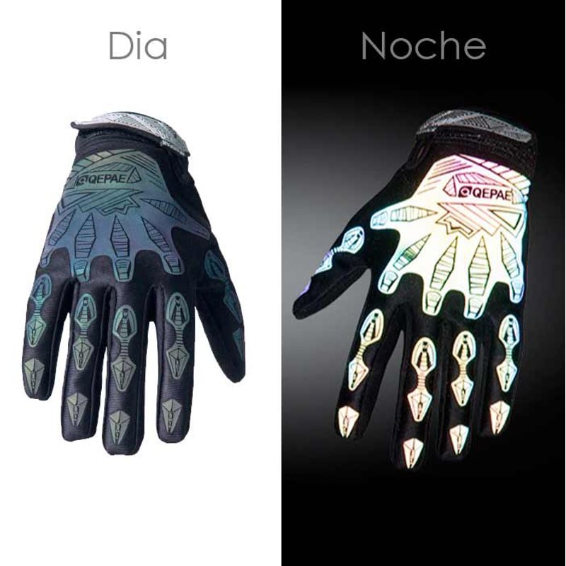 QEPAE - Guante Bicicleta Largo Reflectante Negro S