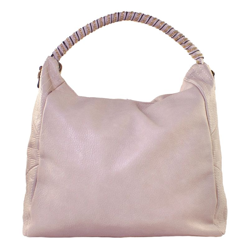 MAILEA - Cartera ecocuero con manilla cadena para mujer beige