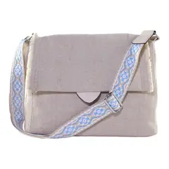MAILEA - Cartera lona flecos para mujer beige