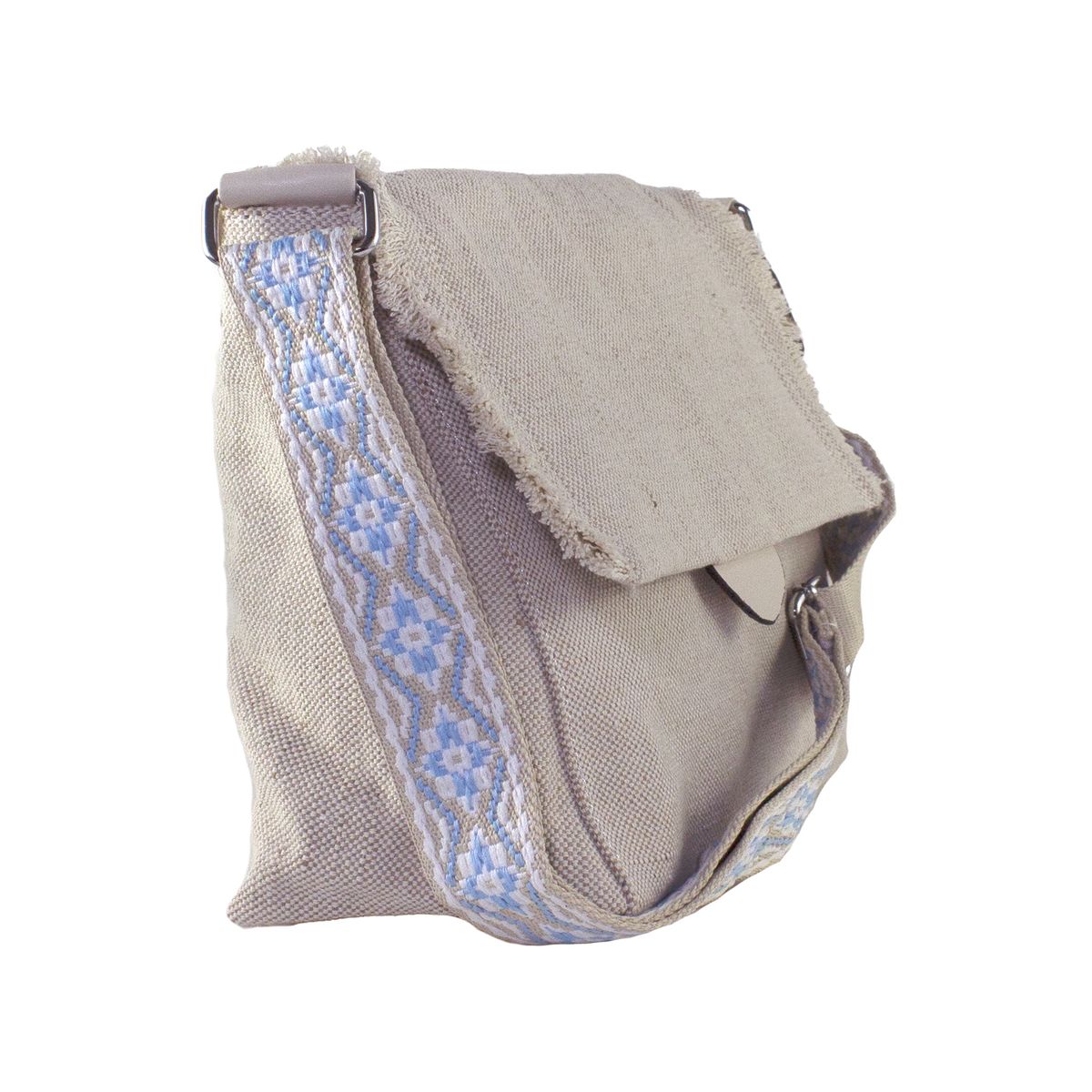MAILEA - Cartera lona flecos para mujer beige