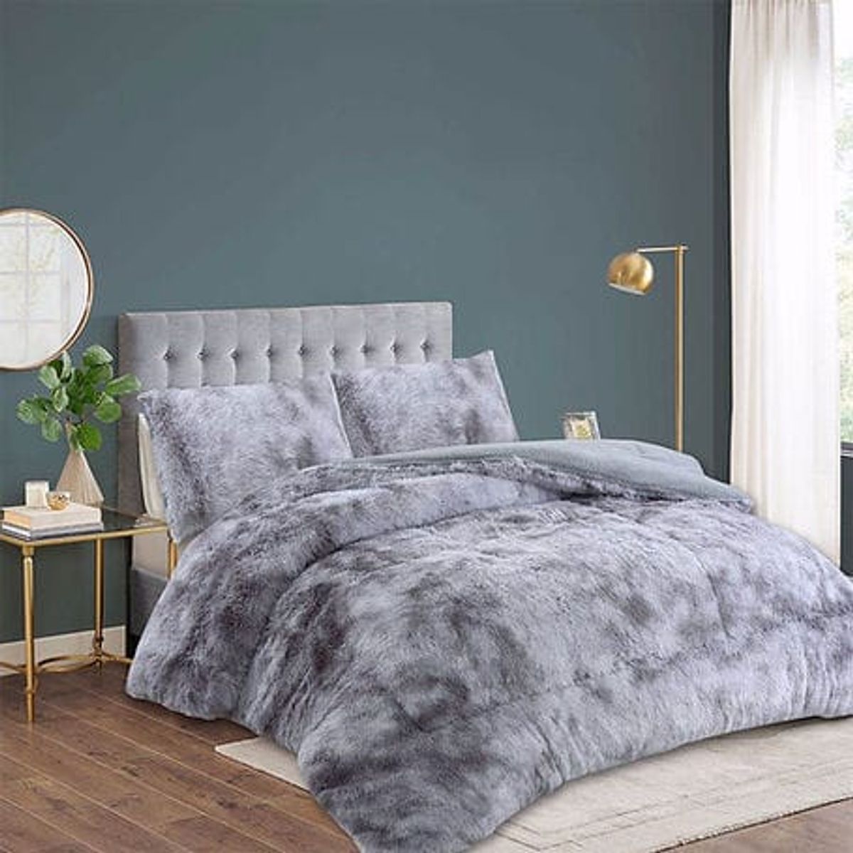GENERICO - Cubrecama de Invierno Peludo con Chiporro King Gris Jaspeado Kanda