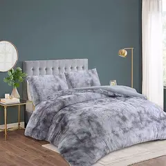 GENERICO - Cubrecama de Invierno Peludo con Chiporro King Gris Jaspeado Kanda