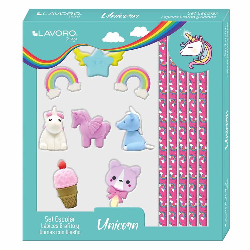 LAVORO - Set Regalo Escolar Lápices Grafito y Gomas Lavoro