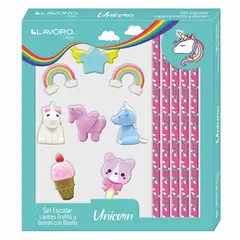 LAVORO - Set Regalo Escolar Lápices Grafito y Gomas