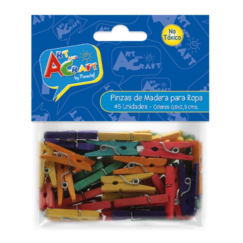 PRONOBEL - Mini Pinzas Para Ropa Madera 45 Piezas Color Art & Craft