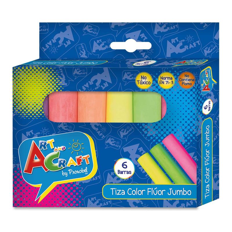 PRONOBEL - Tiza Jumbo 6 Colores Fluor Art & Craft