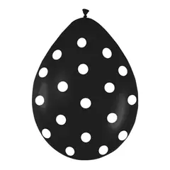 BIG PARTY - Set 12 Un. Globo Impresos Lunares Negro Nº12