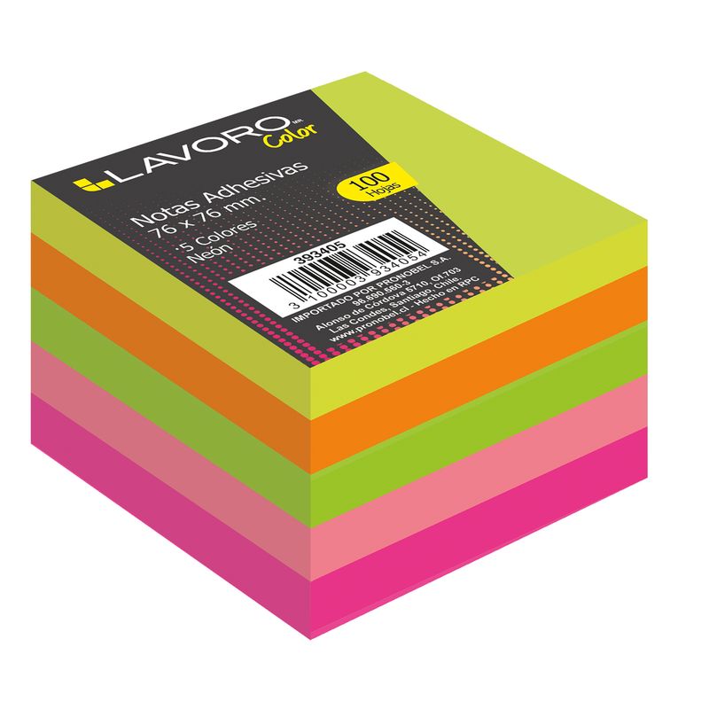FULTONS - Nota Adhesiva 654 76x76 mm. 100 Unidades 5 Col. Neón Lavoro